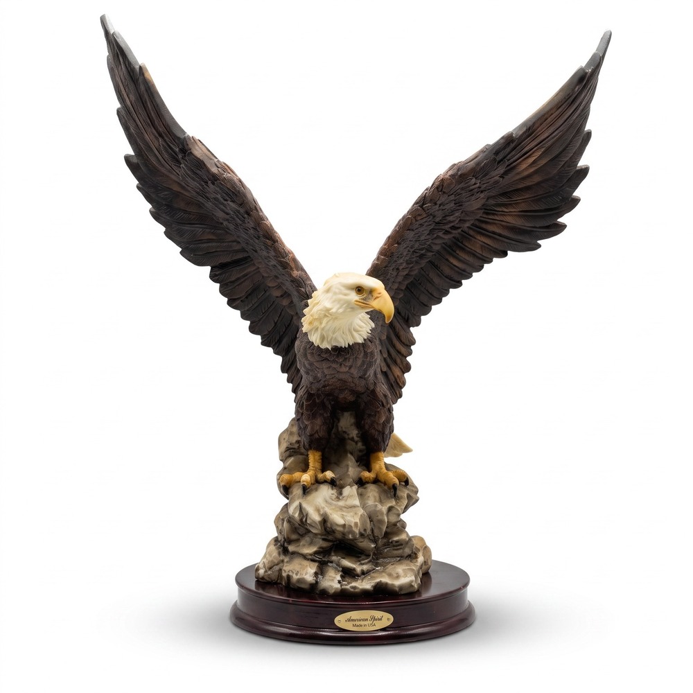 American Spirit Bald Eagle Figurine 12in Wingspan 10in Resin Statue PYW-5065